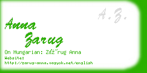 anna zarug business card